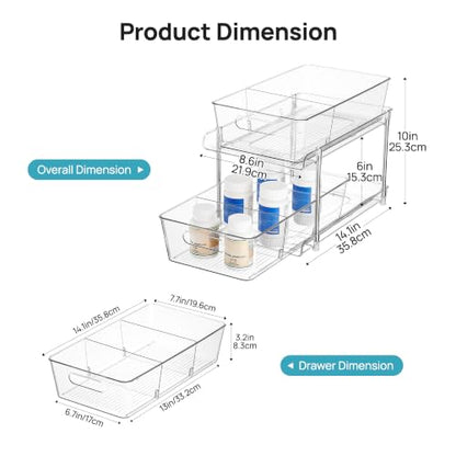 Vtopmart 2 Pack Larger Pull Out Bathroom Under Sink Organizer (M-Standard) - color: Transparent, size: M-Standard (2 Pack)