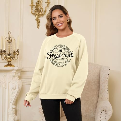DEBELLY Nursing Sweatshirt for Breastfeeding Friendly Sweater Dual Zippers - color: Apricot Printed Pattern, size: Large