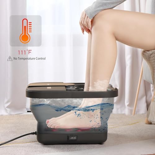 Beinilai Collapsible Foot Spa Bath with Heat,Bubble,Massage Rollers - color: Pink
