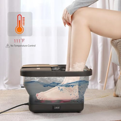 Beinilai Collapsible Foot Spa Bath with Heat,Bubble,Massage Rollers - color: Pink