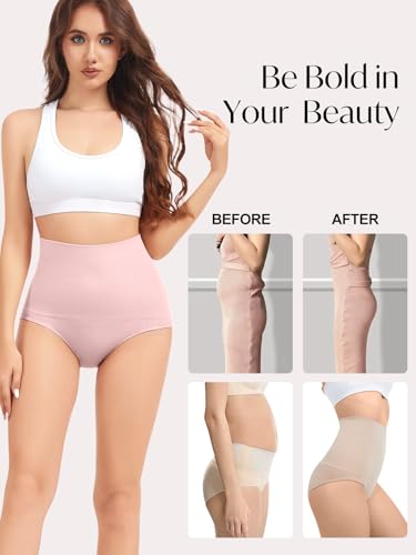 OVRUNS Tummy Control Shapewear Panties for Women High Waisted Compression Underwear C Section Postpartum Full Coverage Briefs - color: 3pack-pink, size: Large