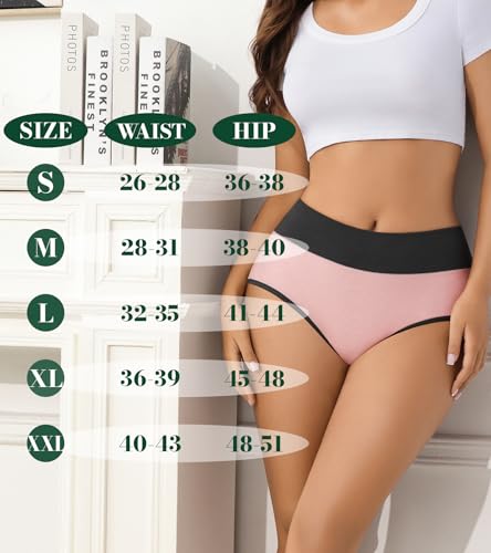 Womens Cotton Underwear High Waisted Full Coverage Panties Postpartum Brief - color: Yellow,dark Green,white,blue,pink, size: X-Large