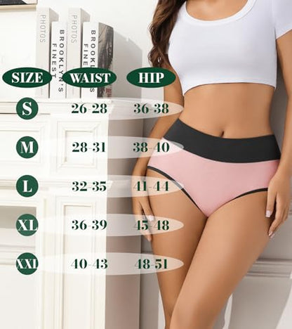 Womens Cotton Underwear High Waisted Full Coverage Panties Postpartum Brief - color: Yellow,dark Green,white,blue,pink, size: X-Large