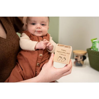 Personalized Baby Birth Block, Custom Newborn Keepsake Gift, Made in USA - color: Natural, size: 2.5"
