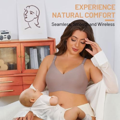 Nursing Bra for Breastfeeding,Maternity Bra Natural Shape,Nursing Sleep Bralette - color: Purple, size: Medium