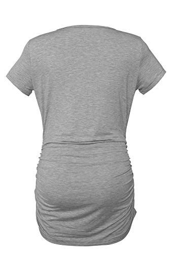 Smallshow Women's Side Ruched Tunic Maternity Shirts 3 Packs - color: Black/Light Grey/Army Green, size: Medium
