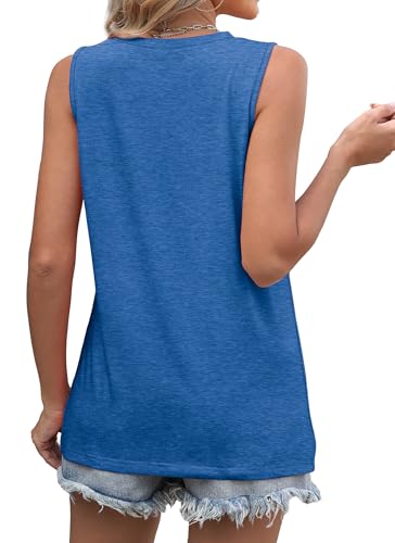 WIHOLL Women's Sleeveless Summer Crewneck Loose Fit Tank Tops - color: Blue, size: Medium