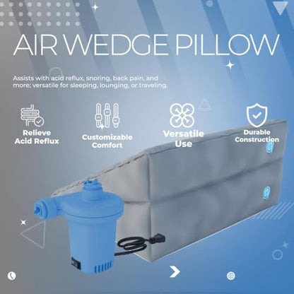 Boyd Sleep Adjustable Inflatable Wedge Pillow with Electric Pump