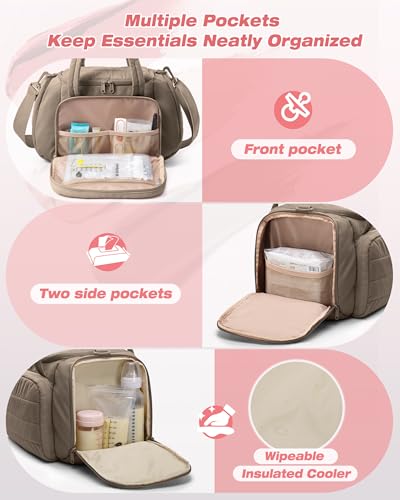 Marscamd Quilted Breast Pump Bag Compatible with Spectra S1 and S2 - color: Camel