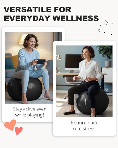 Trideer Yoga Ball for Exercise, Pregnancy, Physical Therapy, Pump Included - color: Black, size: XL(27-30ines/68-75cm)