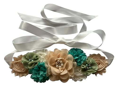 Maternity Flower Belt for baby shower Mommy Sash Pregnancy Belt - color: Green