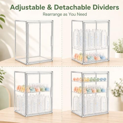 Baby Bottle Storage Organizer for Countertop Clear Bottle Organizer - size: X-Large: 15.3" x 9.8" x 11.4"