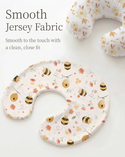 Nursing Pillow Covers 2 Pack, Stretchy Breastfeeding Pillow Covers for Baby - color: Honeybee Dreams