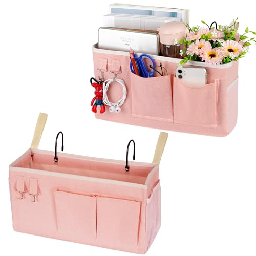 Bedside Caddy Bedside Storage Bag for Headboards/Bunk Bed - color: 2PC Light Pink