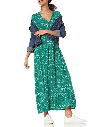 Amazon Essentials Women's V Neck Short Sleeve Empire Waist Maxi Dress (Available in Plus Size) - color: Green Vine Leaf Print, size: X-Large