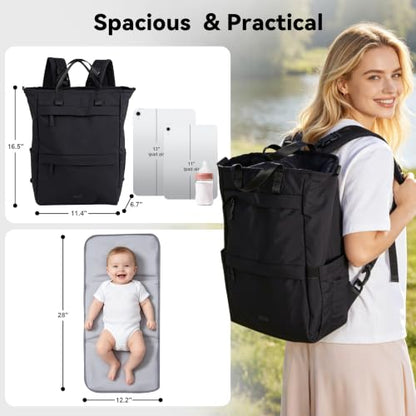 Diaper Bag Backpack Ultra-Lightweight Baby Diaper Bag (Black) - color: Black
