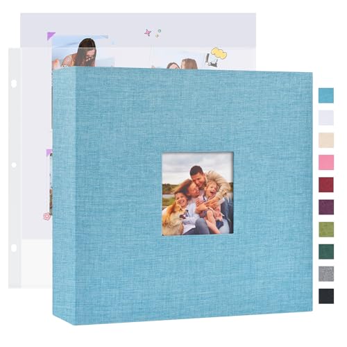Mublalbum 10x10 Inch 3 Ring DIY Scrapbook Photo Album 80 Pages, Blue - color: Blue, size: 10x10 Inch 80 Pages
