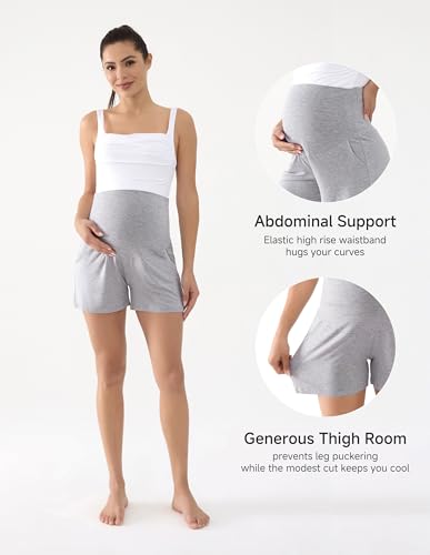 Viscose from Bamboo Maternity Summer Lounge Pajama Shorts - color: Black/Grey, size: Large