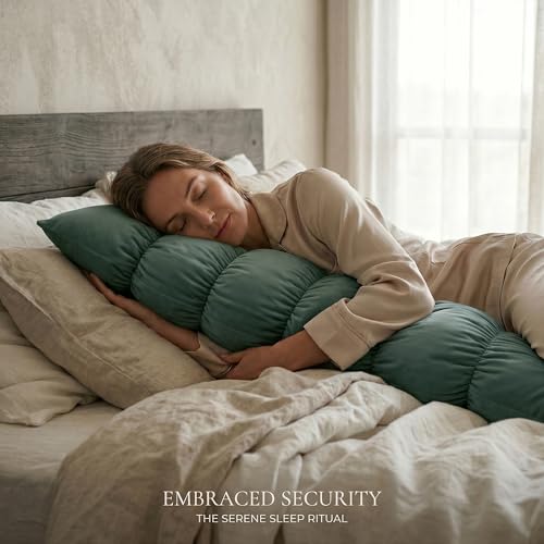 Pat. Pend. Segmented Body Pillow for Side Sleepers, 47 Inch, Green - color: Green, size: 47"*15.7"