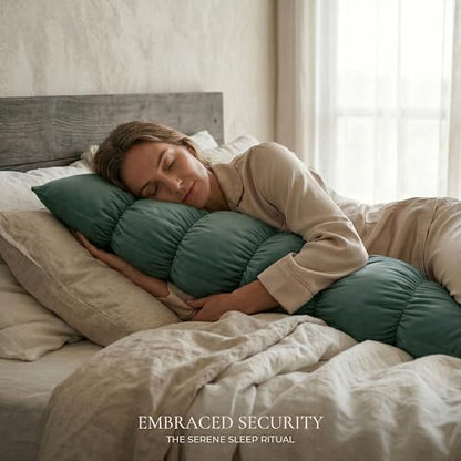 Pat. Pend. Segmented Body Pillow for Side Sleepers, 47 Inch, Green - color: Green, size: 47"*15.7"