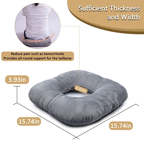 Hshbxd Donut Pillow, Tailbone Cushion for Wheelchair, Office and Travel - color: New Grey
