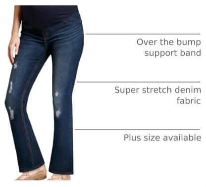 Hybrid & Company Women's Maternity Stretch Jeans - color: Dark Wash21, size: Medium