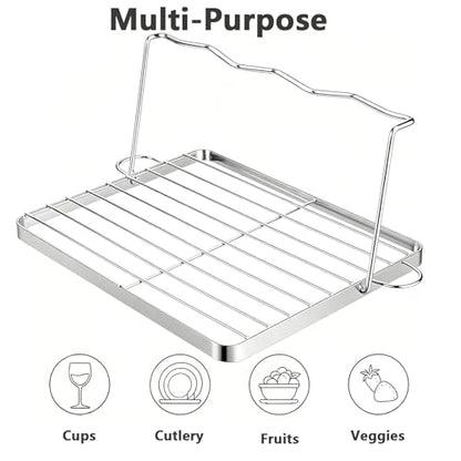 Folding Water Bottle Drying Rack,Folds Flat for Easy Storage,Space-Saving Draining Board Organizer,Made from 304 Stainless Steel