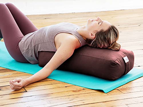 Sol Living Rectangular Yoga Bolster Meditation Pillow, Extra Firm Cotton - color: Brown, size: Rectangular 28" x 12" x 8"