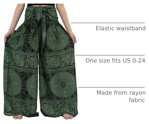 B BANGKOK PANTS Women's Boho Palazzo Pants - color: Blossom Green, size: 20-24 Plus