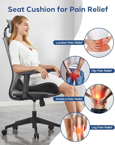 Feagar Seat Cushion for Office Chair - Memory Foam Tailbone Cushion - color: Gift Black