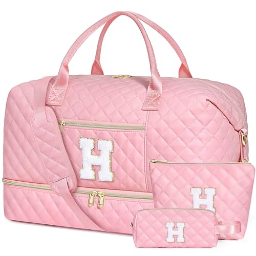 Personalized Travel Duffle Weekender Bag Graduation Birthday Gift for Her - color: Pink, style: H