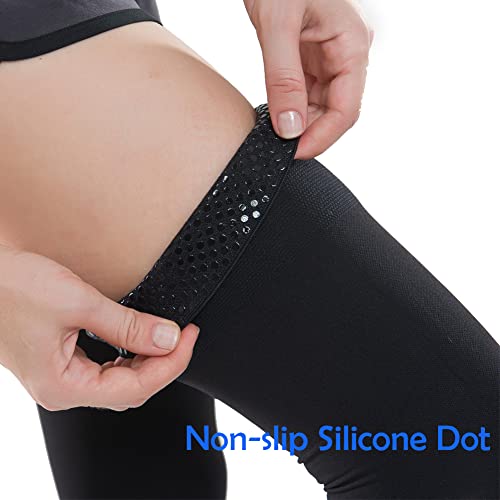 Footless Thigh High Medical Compression Stockings for Women & Men - color: Footless Black, size: Large