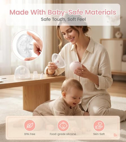 NCVI Wearable Breast Pump for Moms, <42dB for Office, Home, Travel (Pink) - color: Light Pink