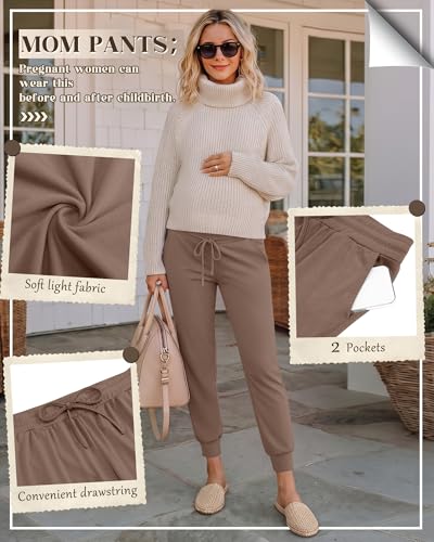 3 Pack Women Maternity Pants Pregnancy Lounge Jogger - color: Black, Army Green, Coffee, size: Medium