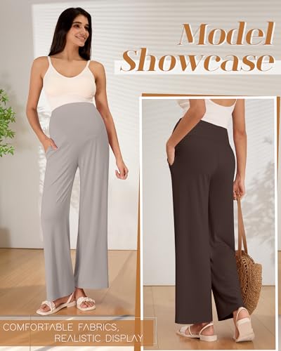 3 Pack Women's Maternity Lounge Pants with Pockets M 3Color