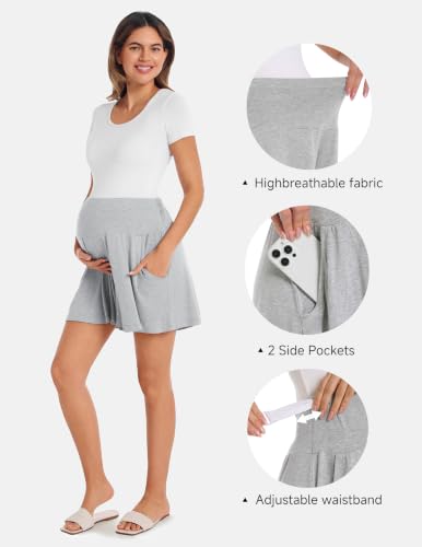 Viscose from Bamboo Maternity Loose Flowy Lounge Shorts - color: Grey, size: Large