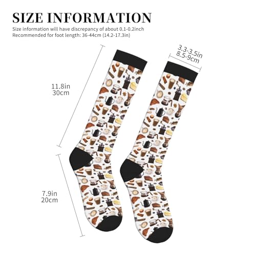 bassyil Compression Socks for Women & Men Circulation 15-20 mmHg Knee High Best Support for Nurses Travel Running Athletic - color: Coffee Dessert