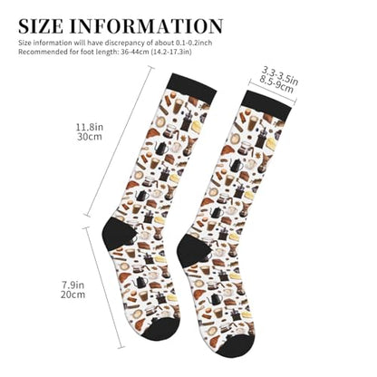 bassyil Compression Socks for Women & Men Circulation 15-20 mmHg Knee High Best Support for Nurses Travel Running Athletic - color: Coffee Dessert