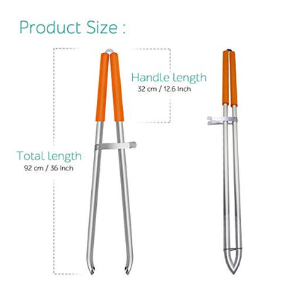EJG 36" Long Trash & Garbage Picker Grabber, Lightweight Aluminium & Rustproof, Litter Pick Up Stick, Trash Tong, Reaching Assist Tool, Reacher Tool for Elderly, Garden Nabber Plogging (Orange) - color: Orange
