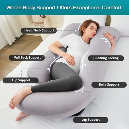 Cooling Pregnancy Pillows for Sleeping, 57'' Full Body Pillow, Light Grey - color: Light Grey, size: 57 Inch
