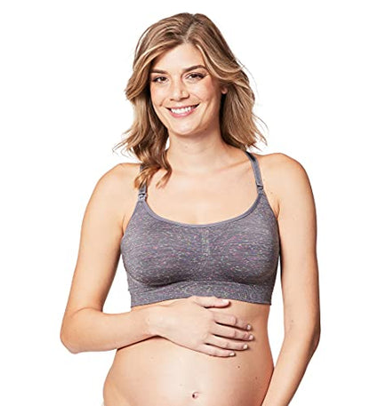 Cake Maternity Cotton Candy Wirefree Nursing Bra for Breastfeeding, Seamless Maternity Sleep Bra - color: Charcoal Fleck, size: Medium