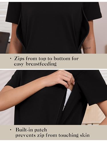 Liu & Qu 3 Pack Women's Breastfeeding Shirts Hidden Zipper Nursing Tops - color: Yellow+pink+black, size: Small