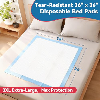 BIGGMED 36" x 36" Tear-Resistant Chucks Pads Disposable 25-Pack - size: 36"x36"-25Count-Large
