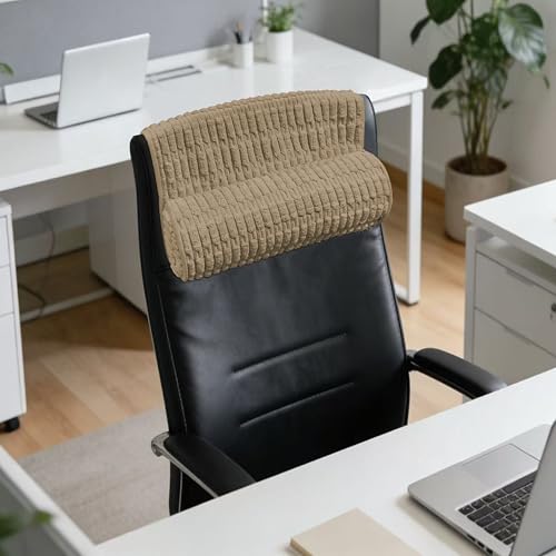 Memory Foam Recliner Neck Pillow. - color: Khaki, size: 17"W x 2.7"D