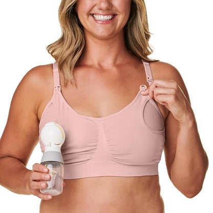 Bravado Designs Basics Hands Free Pumping & Nursing Bra, Wireless 2-in-1 Seamless Maternity Breastfeeding, Breast Pump Bra - color: Soft Rose - Sustainable Fabric, size: Small