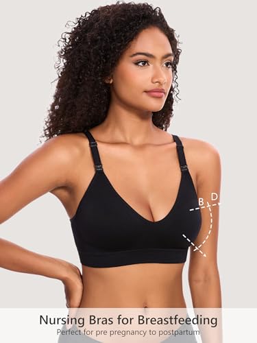 HBselect Nursing Bras for Breastfeeding 5Pack Women Maternity Bras - color: 5pack(black/Black/Grey/Nude/White), size: Medium