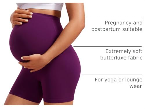 CRZ YOGA Maternity Biker Shorts 4" - color: Plum Magenta, size: Small