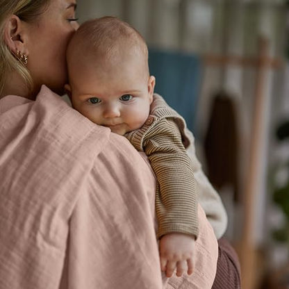 Swaddle Blanket, 100% Organic Cotton Muslin, 47"x47" Newborn - color: Blush