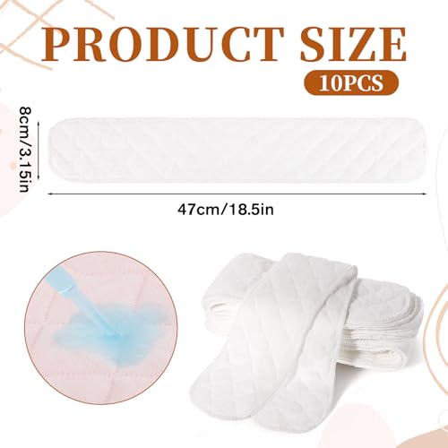 Thinp 10 Pcs Cotton Bra Liners, 3 Layer Washable Bra Sweat Liners Reusable Under Breast Sweat Pads for Women Absorb Sweating, 18x3 Inch