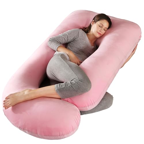BATTOP Pregnancy Pillows for Sleeping- U Shaped Full Body Maternity Pillow, Pregnancy Pillow for Side Sleepers with Removable Cover, Supports Back, Hips, Belly & Legs (Pale Pink) - color: Pale Pink